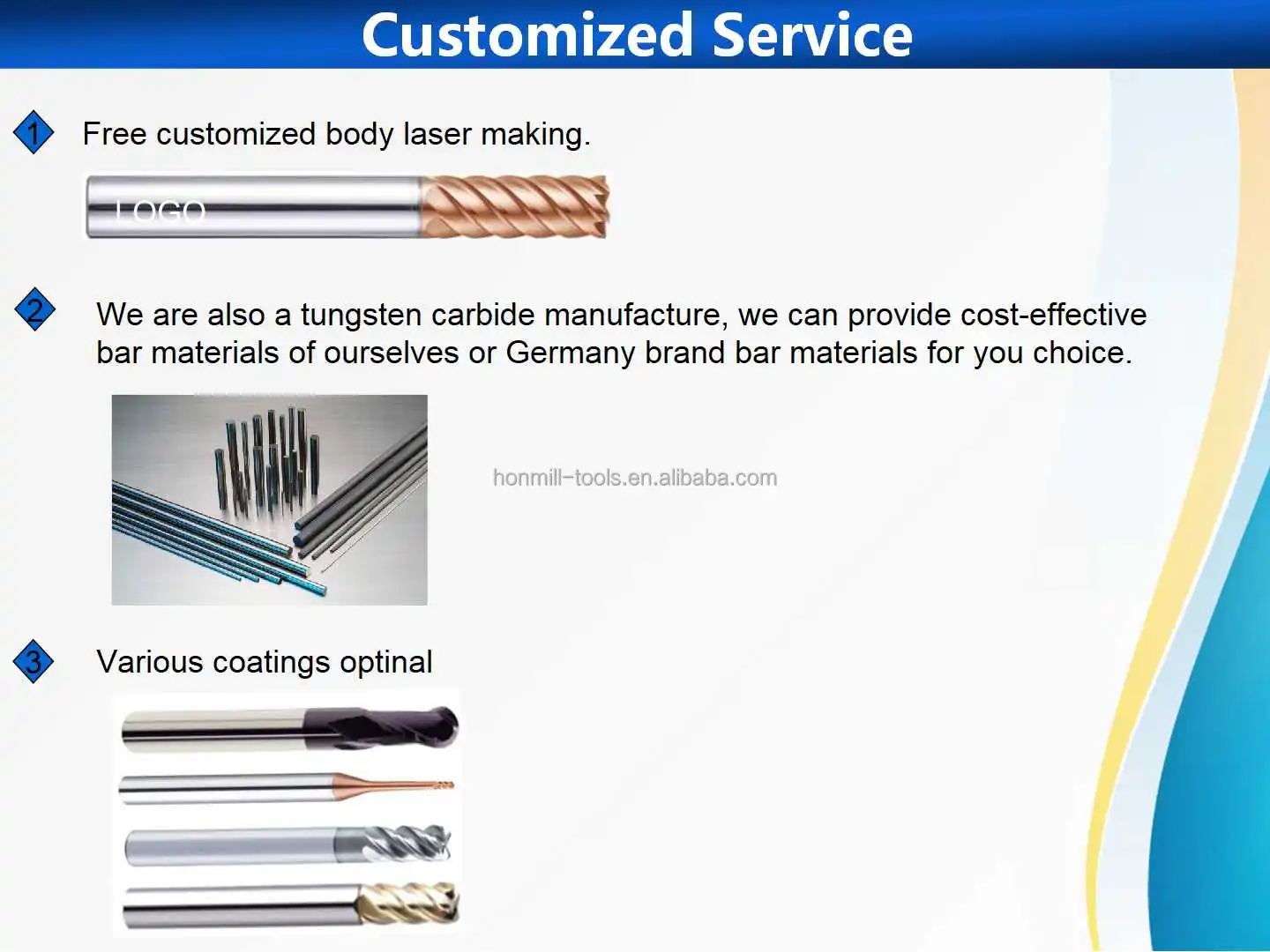 HNT HRC 65 solid carbide 2 flutes ball nose end mills R4*12L*60L China CNC cuting tools