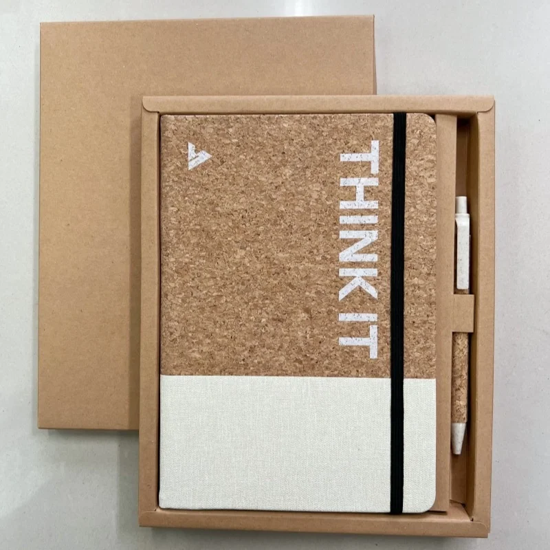Custom Logo Eco-Friendly Diary Cork Notebook Wheat Straw Mugs Ballpoint Pen Business Corporate Promotion Gift Set 2024