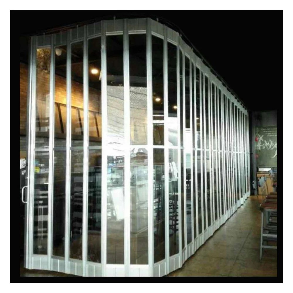 Clear Polycarbonate Folding Doors Commercial Store Aluminum PC Fold Up Doors Transparent Plastic Accordion Sliding Door Price