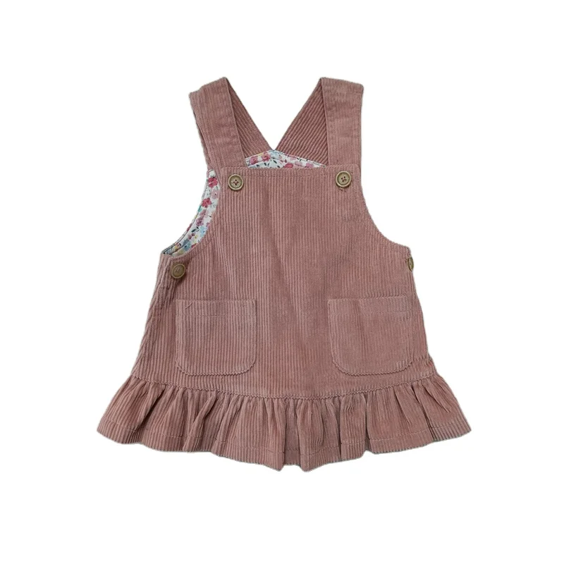 
2021 winter kids girls corduroy dress cute overall dress design suitable for baby girls 