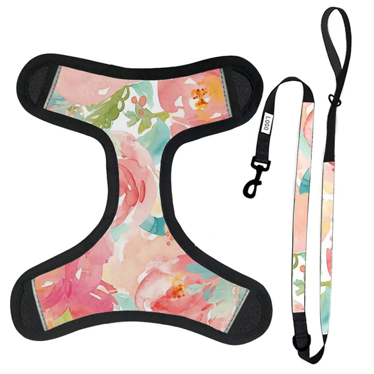 DIY Products Sublimation Blank Pet Harness OEM Custom Print Pattern Neoprene Reversible Dog Harness