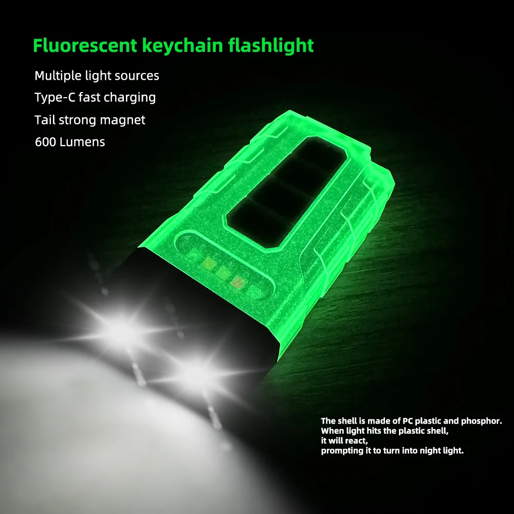2024 New Highlight Mini Keychain durable Flashlight IPX5 Waterproof Rechargeable Fluorescent Led torch Polymer Battery Torch