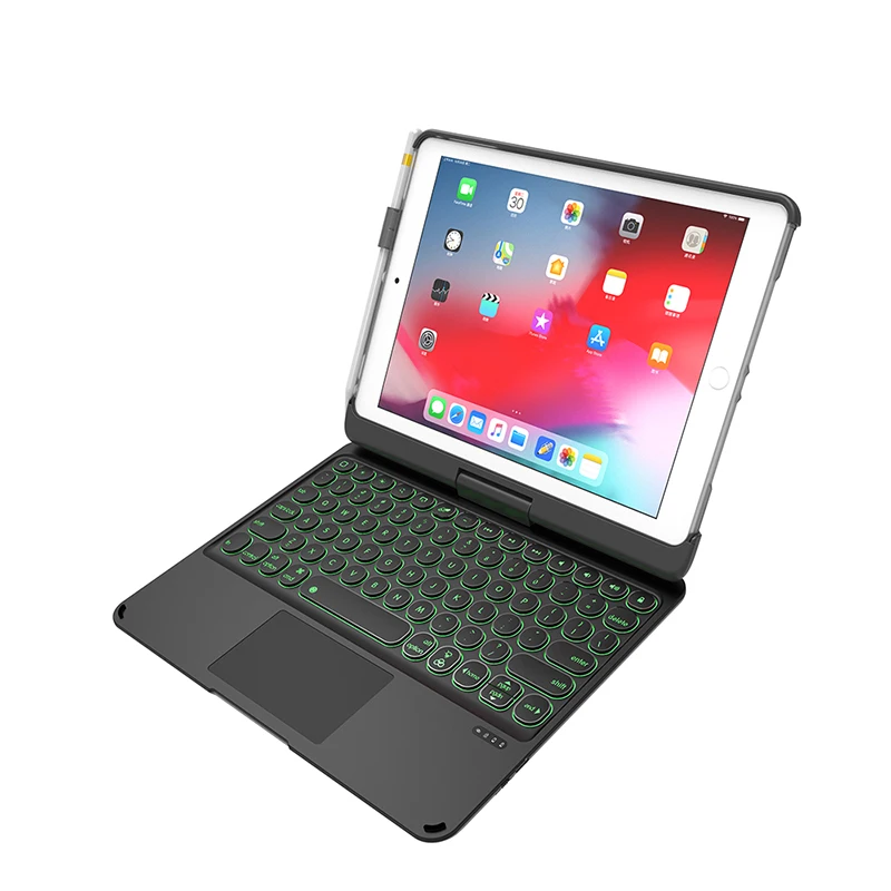 For Ipad iPad air2 /pro 9.7 / iPad 9.7 BT Rotatable Backlit Keyboard with Touchpad Wireless Detachable Keyboard Case