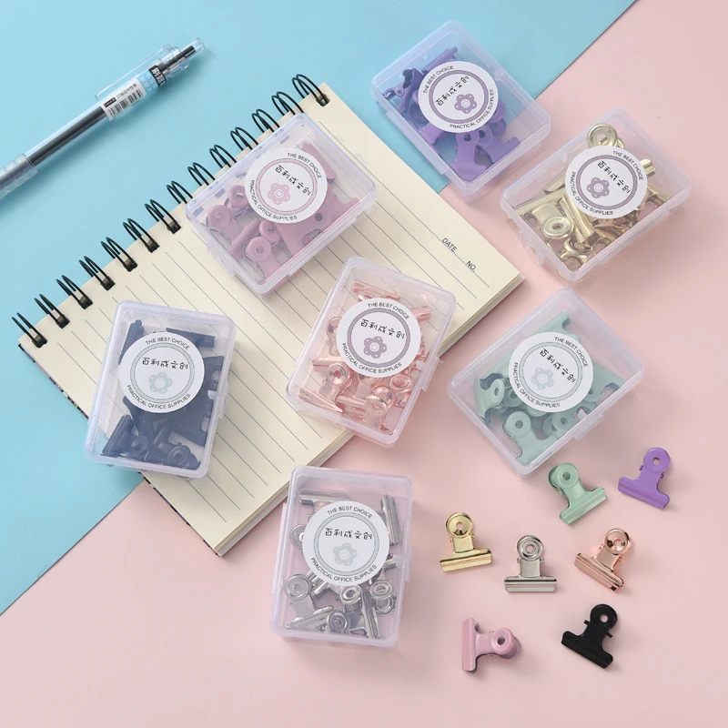 Small Colored Metal Bull Clip Hinge Mini Picture File Folder for Home Office Stationery Food Packaging Paper Clip Organization