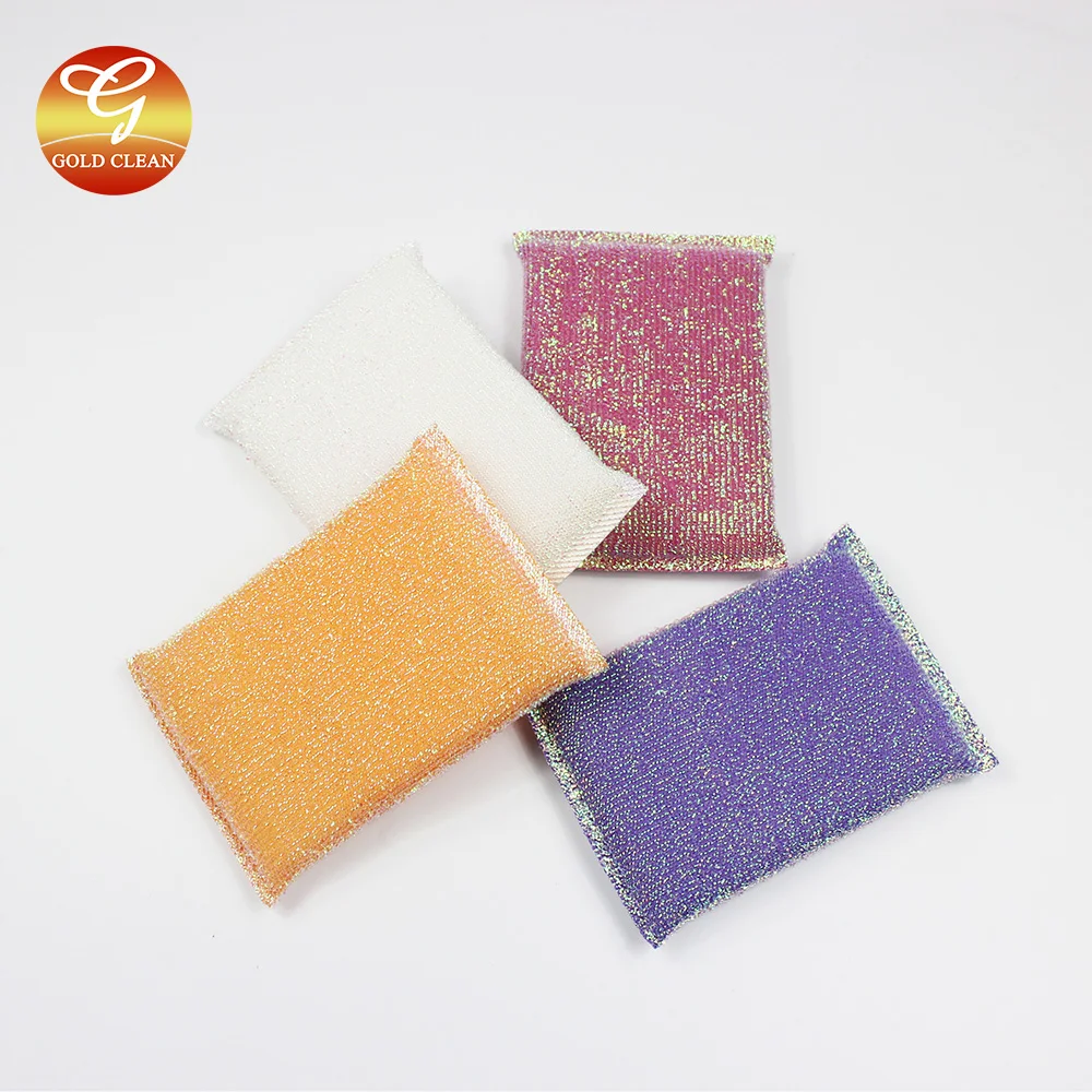 Factory Wholesale Metal Striped Kitchen Cleaning Sponge for Dishes Customized Color Stainless Steel Wire Mesh Sponge Scrubber