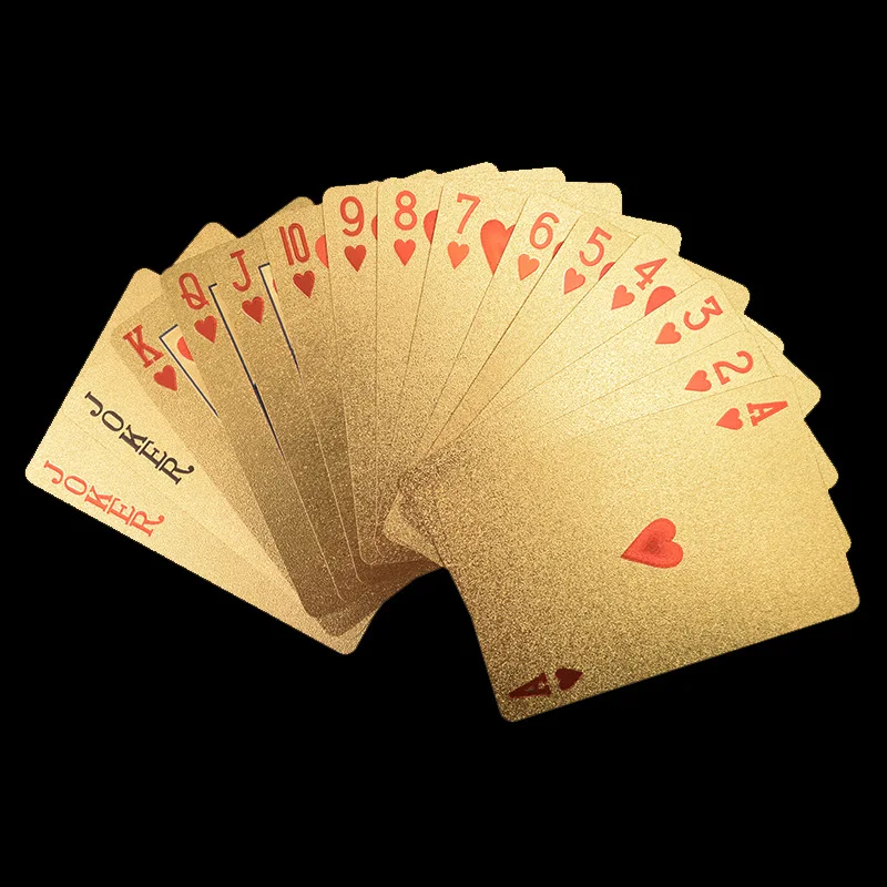 Table Games Durable Waterproof Plastic Playing Cards Gold Foil Poker Golden Poker 24k-Gold Foil Plated Playing Cards Deck Gift