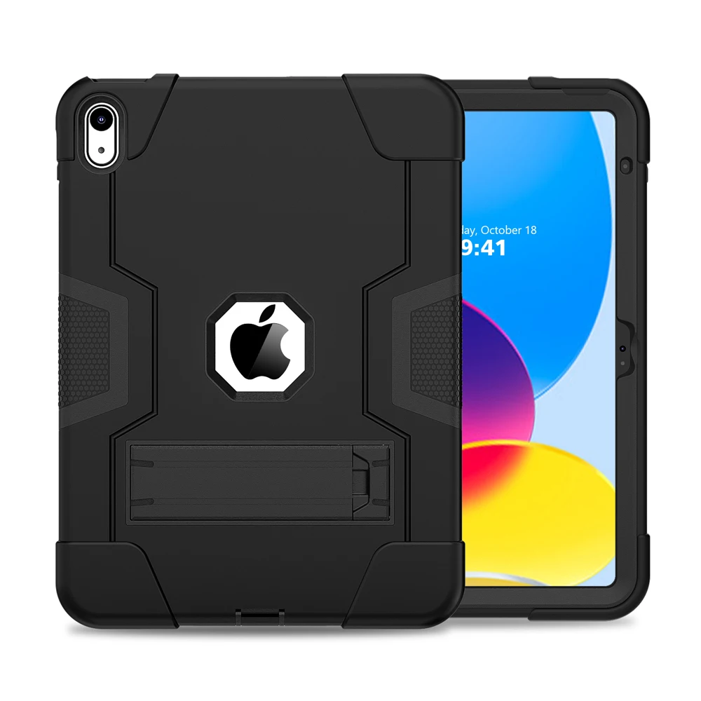 Heavy Duty Tablet Case For iPad 10.9 Inch 2022 10th Gen  Kickstand  Shockproof Silicone Plastic Protective Tablet Cover Skin