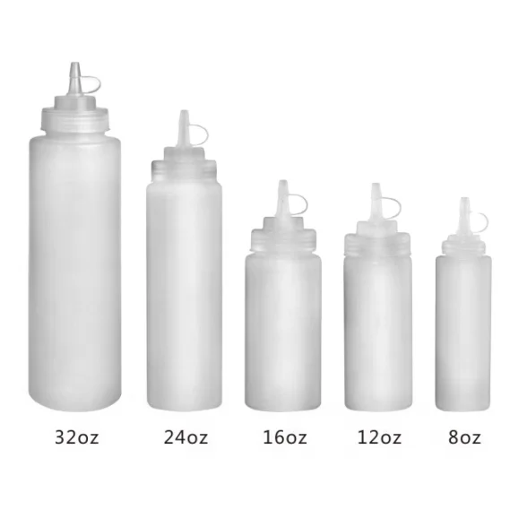 16Oz Small  Food Grade Salad Dressing Bottles Honey Sauce Ketchup Condiment Squeeze Bottle