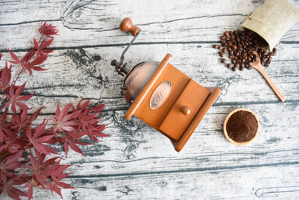 Good Quality Ceramic Burr Coffee Grinder Wooden Manual Coffee Grinder