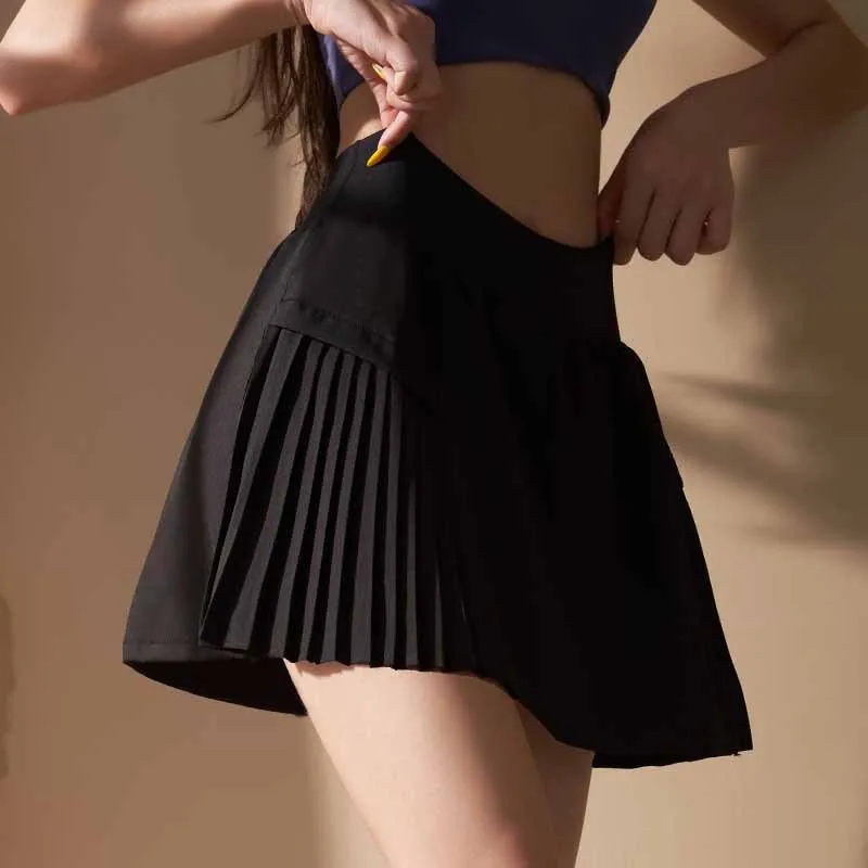 2022 new Exercise  Loose Comfortable Quick Dry Running Fitness Double Layers Frills Pleated Golf Tennis Skirts