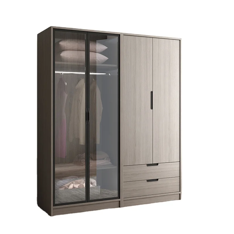 2021 New design Mdf Wooden Clothes Mirror Bedroom Modern Wardrobe Closet Designs