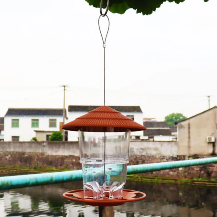 Transparent Plastic Wild Bird Feeder For Small Birds With 5 Feeding Ports