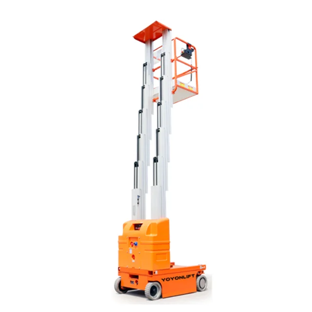 Self Propelled Powered Vertical Lift 7.5m 9m Aluminum Alloy Double Masts Aerial Electric Vertical Lift Aerial Platform