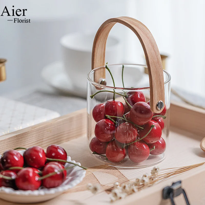 Aierflorist 3D Red Cherry Foam Decoration Perfect Artificial Cherry for Christmas Home Decoration and Window Displays