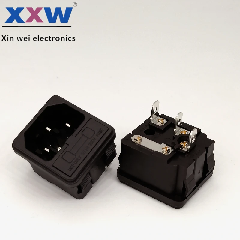 10A 125V C13 C14 переменного тока Мужской Разъем с винтовым креплением 110v питания разъем одной предохранитель 3-контактный сетевой IEC
