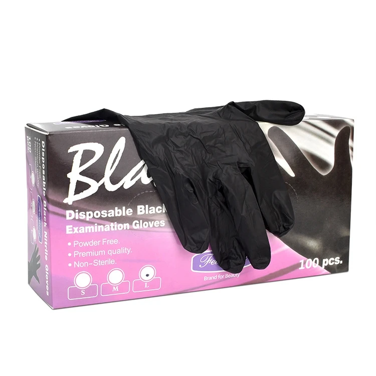 Wholesale Barbershop paper boxes Black rubber gloves beauty salon Ironing dyeing care gloves hair styling tool