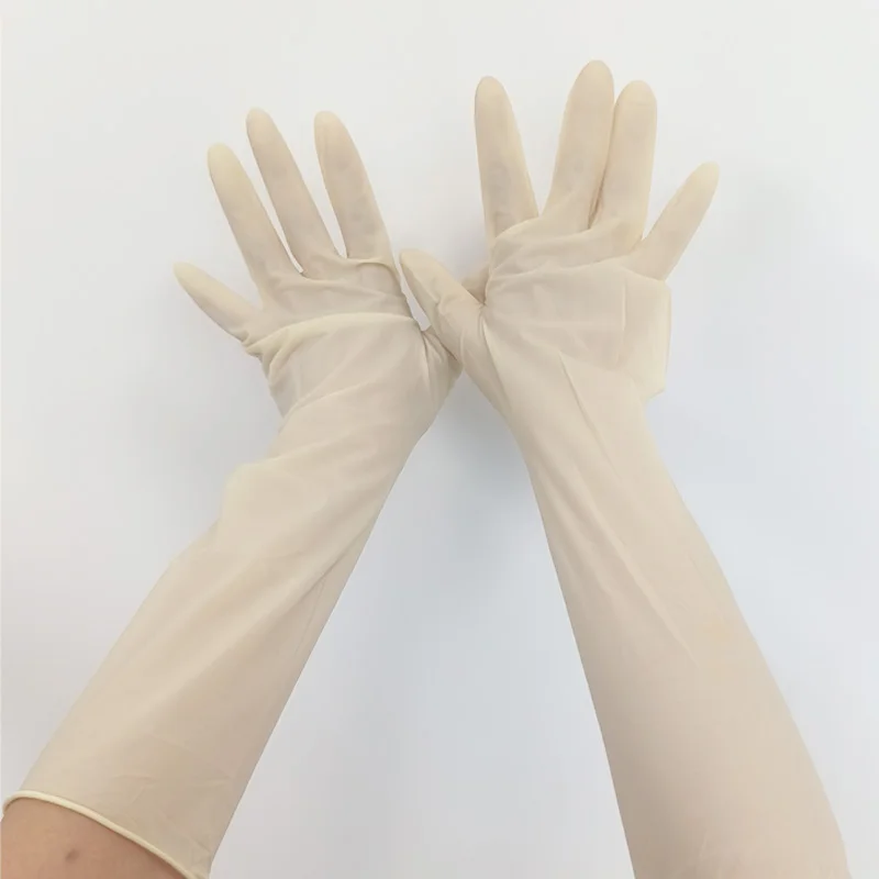 High Quality CE 16inch Industrial Disposable Grade 10 Extra Long Sterile Powder Free  Cleanroom Disposable Latex Gloves