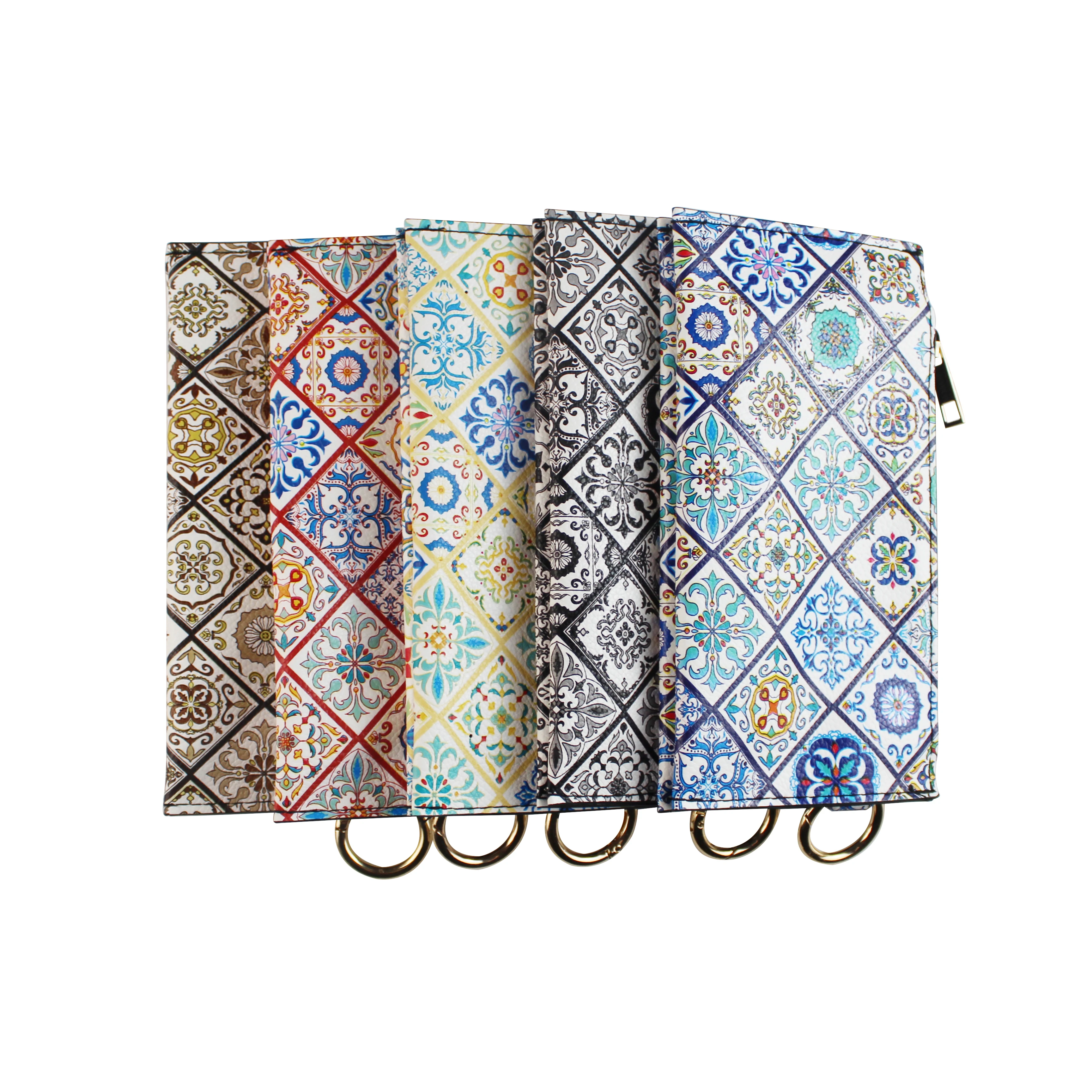 Colorful Bracelet Bag Leather Rainbow Flower Pattern Wallet for women