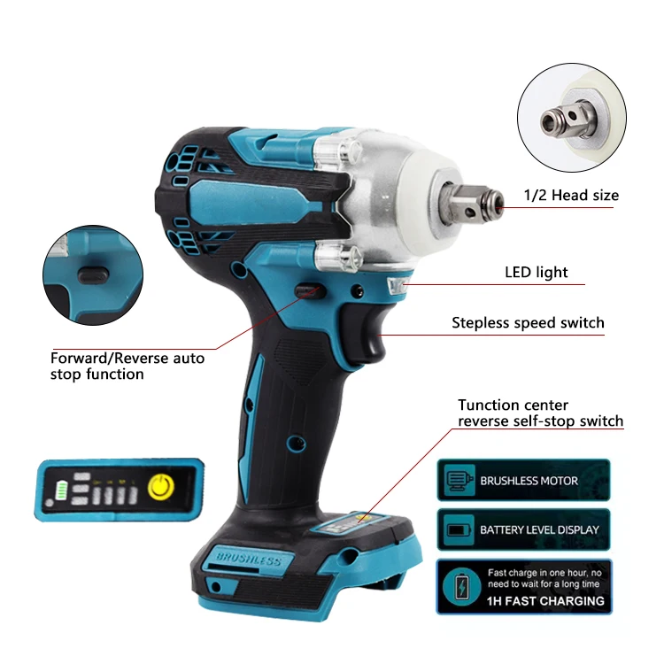 best selling 20V Industry Brushless High Torque 520N.m Electric adjustable torque Impact Wrench