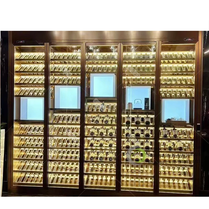 Fashion Wooden wine display stand modern wine cabinet restaurant liquor display showcase