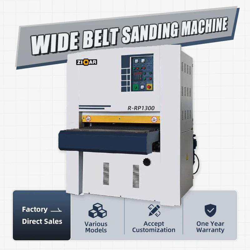 ZICAR 1300mm Width Auto Wood Polishing Machine Broadband Thickness Sander Caliber Wide Belt Sanding Machine Trade