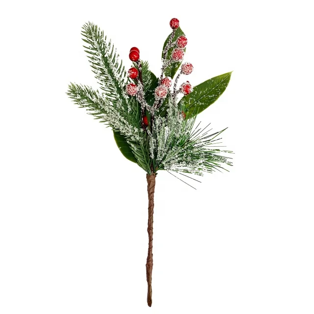 Artificial Red Berry and Pine Cone Christmas Picks with Holly  Branches for Holiday Decorations Christmas spray snow branches