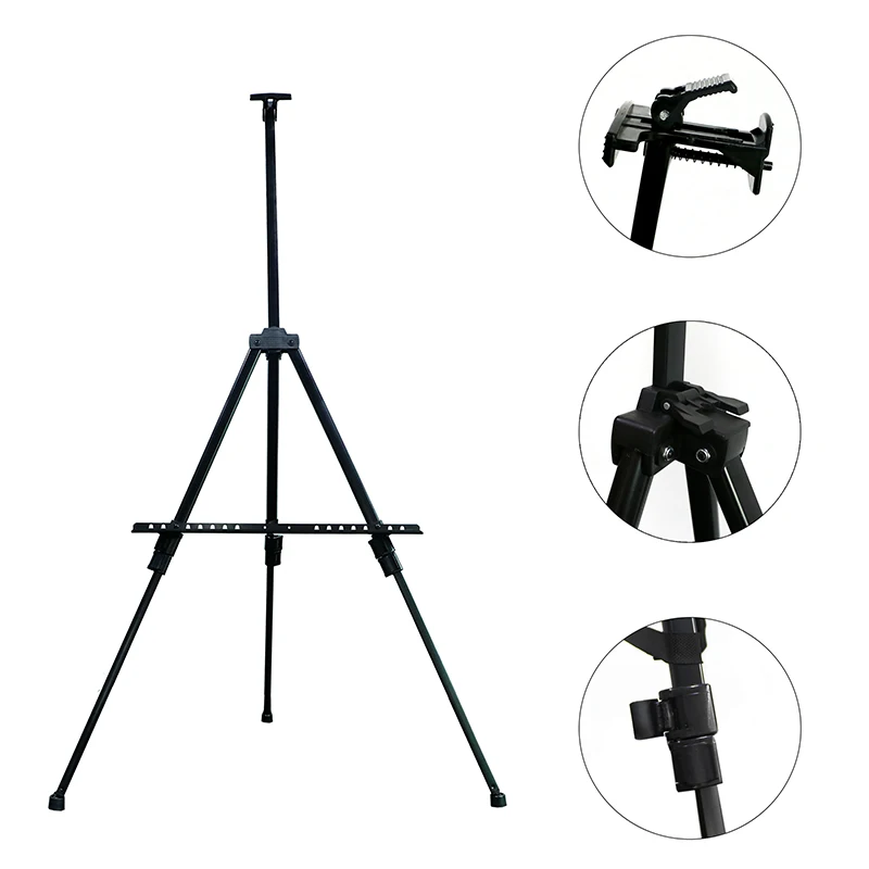 Black lightweight adjustable metal display stand exhibition banner standee painting easel tripod bunting  artist easel stand