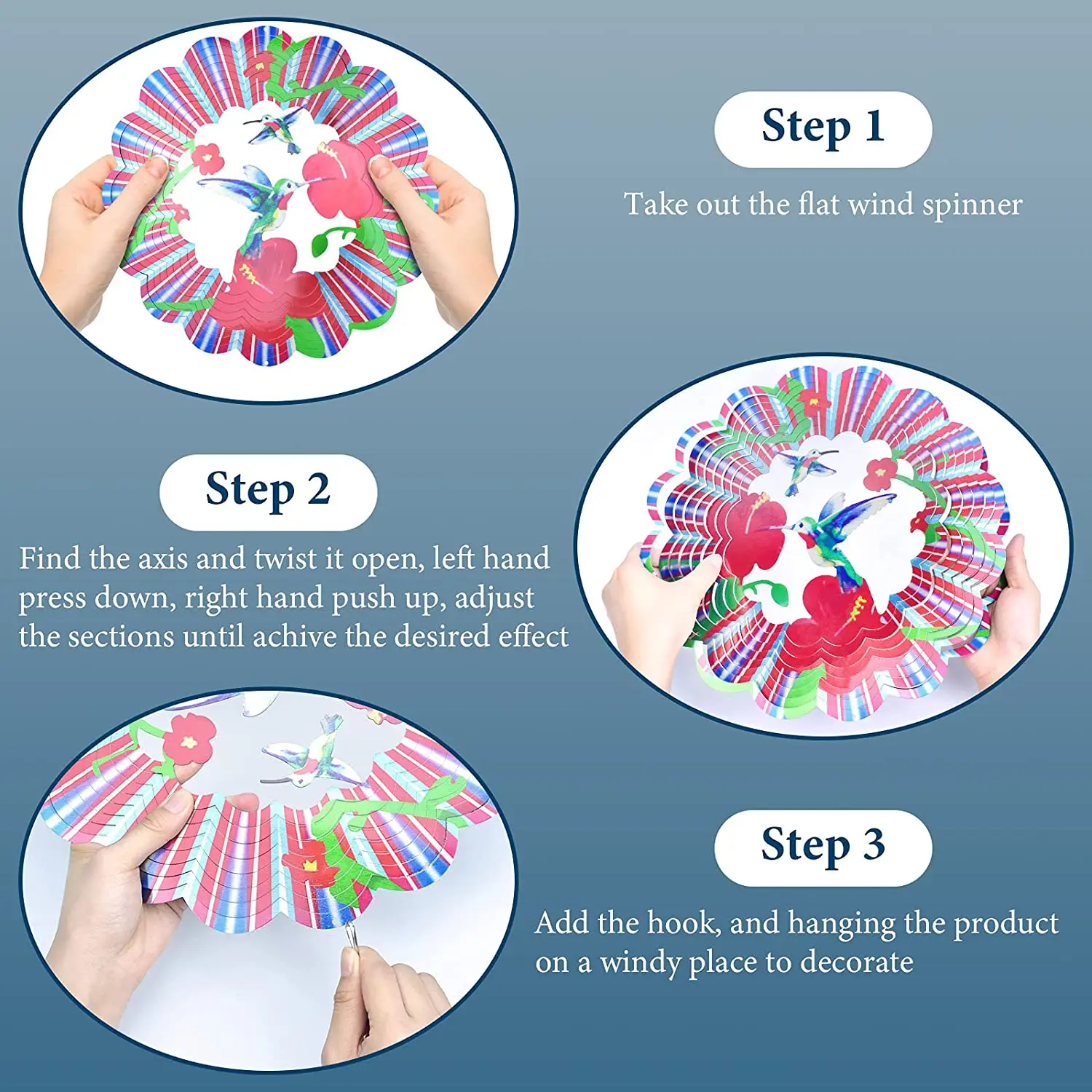 Outdoor Decorative Hanging Direct Kinetic 3D Wind Spinners Spiral Metal Garden Wind Spinners 3D Wind Spinners