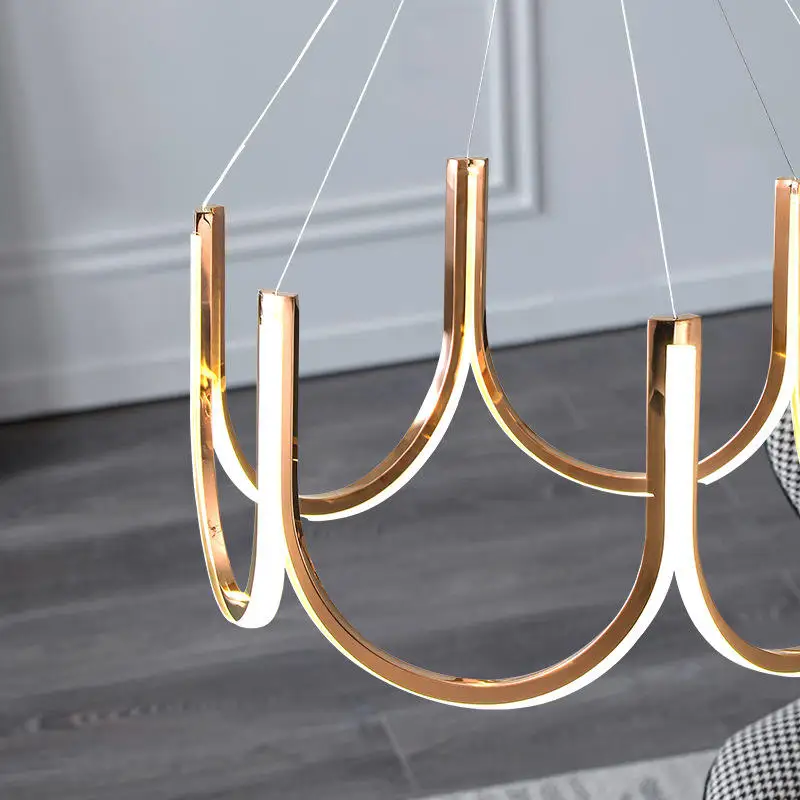 Latest Infinite Dimming Pole U-shaped Pendant Light Black Restaurant Kitchen LED Branch Pendant Light