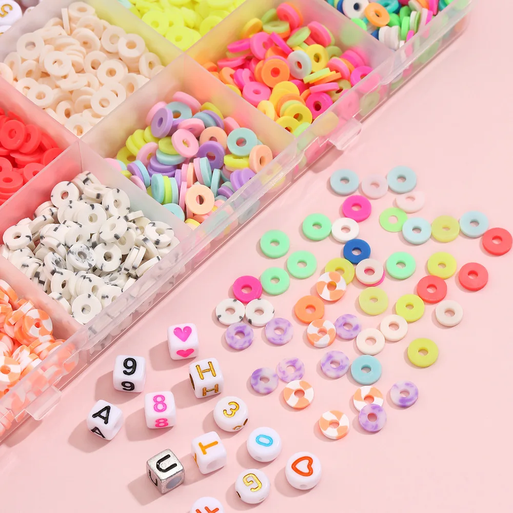 Round Acrylic Letter Beads Set for Kid Bracelets Necklace Making Jewelry Diy Accessory Kit Seed Plastic Alphabet Boxes