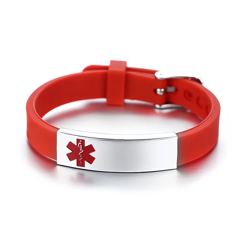 Titanium adjustable silicone logo medical identification bracelet