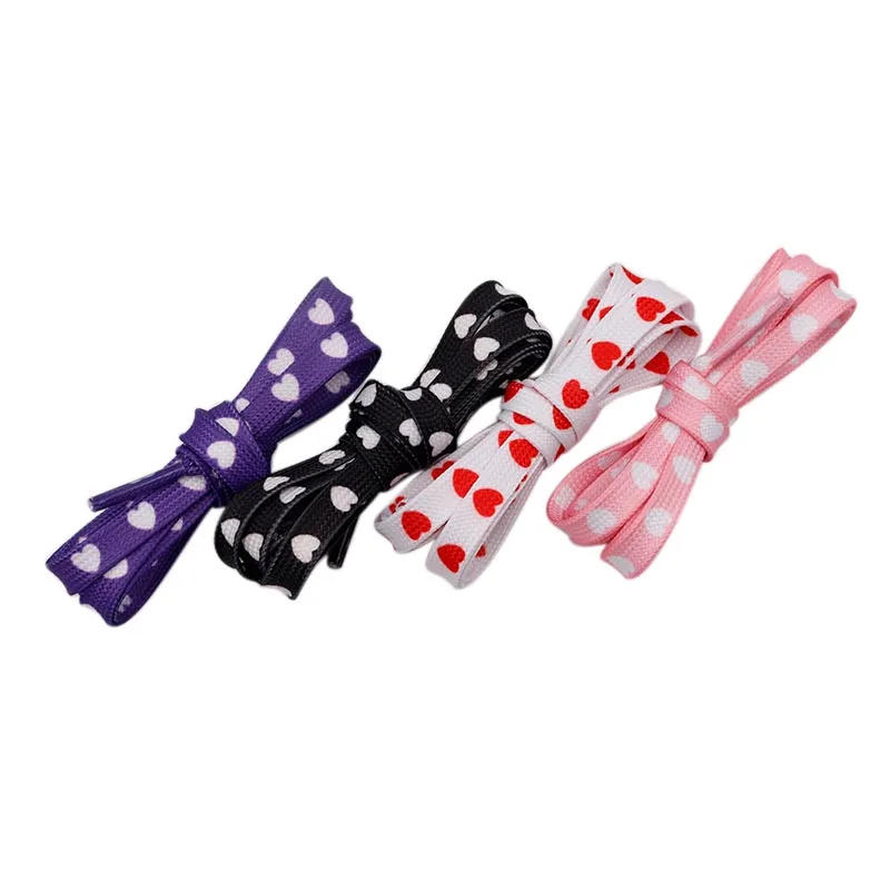 Weiou shoelaces company two side sublimation heart picture shoelaces multi-color
