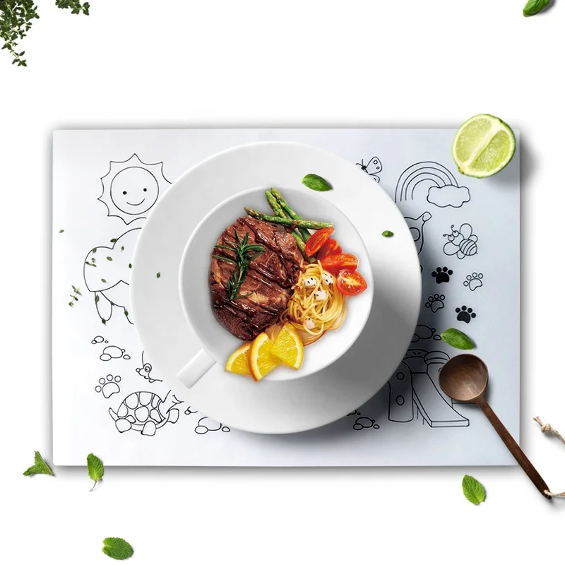 silicone  mat for lunch dinner hot pot cup anti-slip Baby kid place mat cartoon colorful