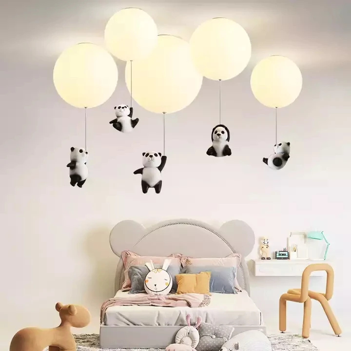 Balloon Glass Ball Hanging Ceiling Light Modern Cute Bear Doll Shape Ceiling Pendant Lamp