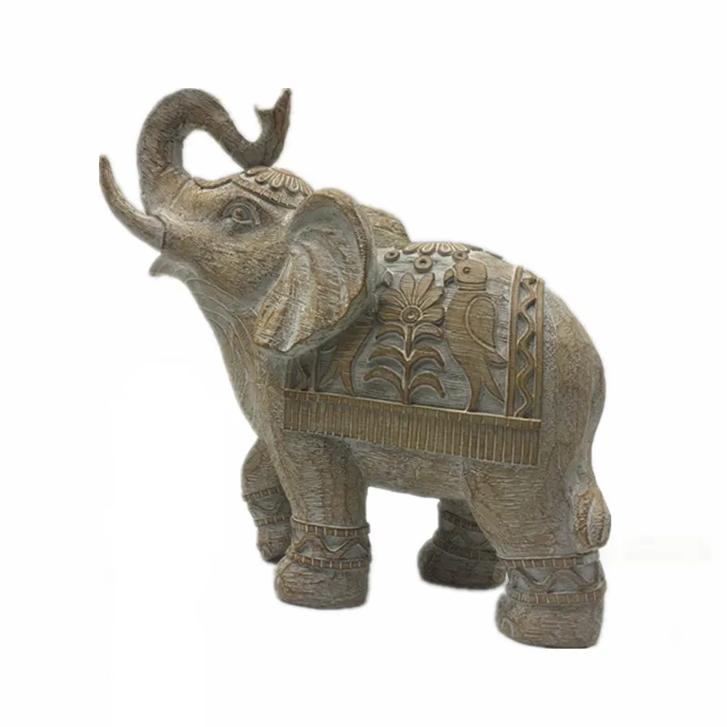 Оптовая продажа, имитация смолы, деревянная статуя слона, скульптура животного