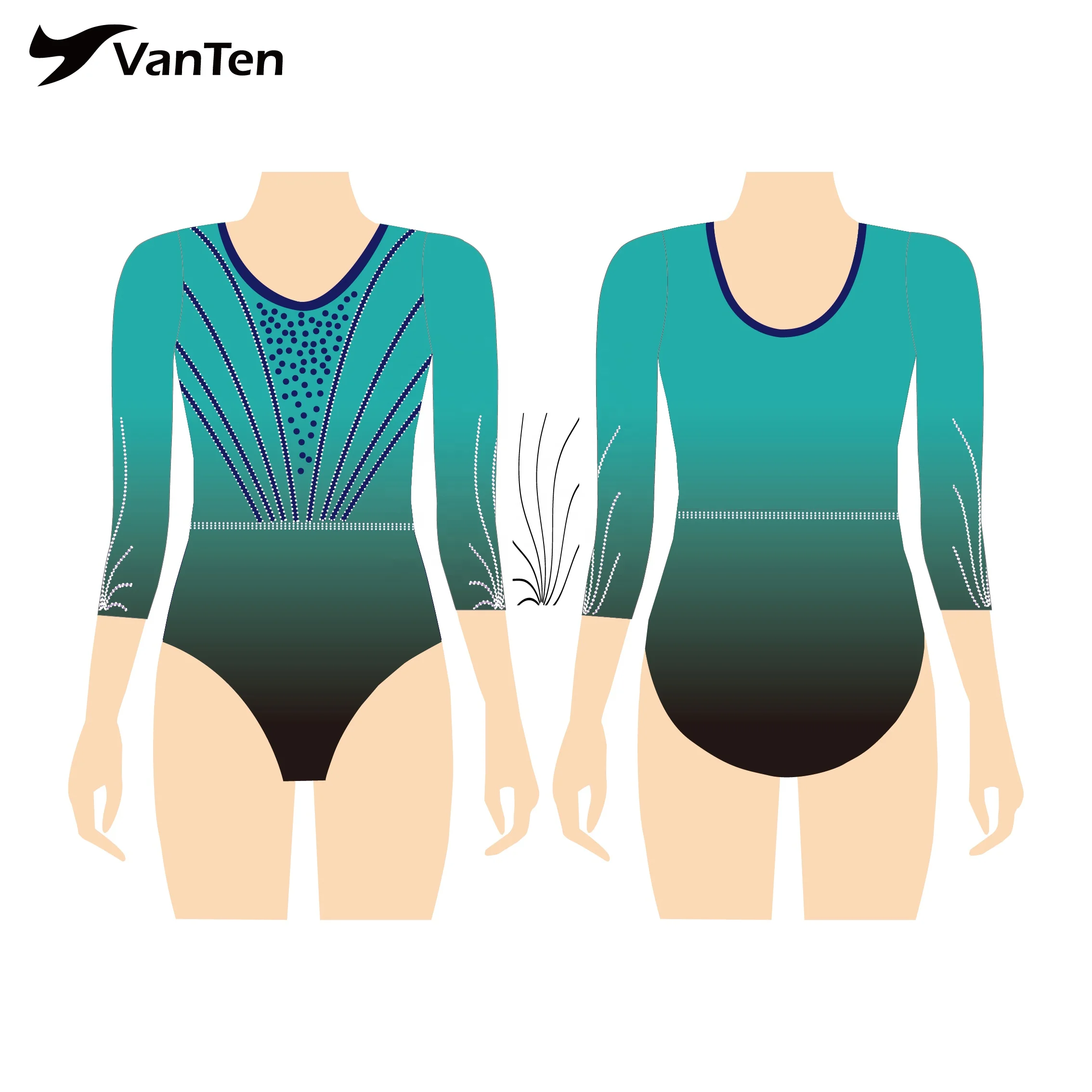VANTEN College team rhythmic gymnastics costume sublimated girls dance gymnastics leotards
