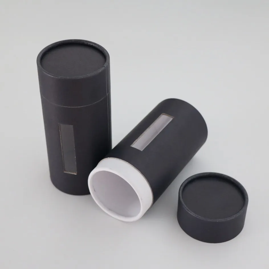 hot Packaging Custom Round Paper Tube for essential oil bottle  frosted black paper tube