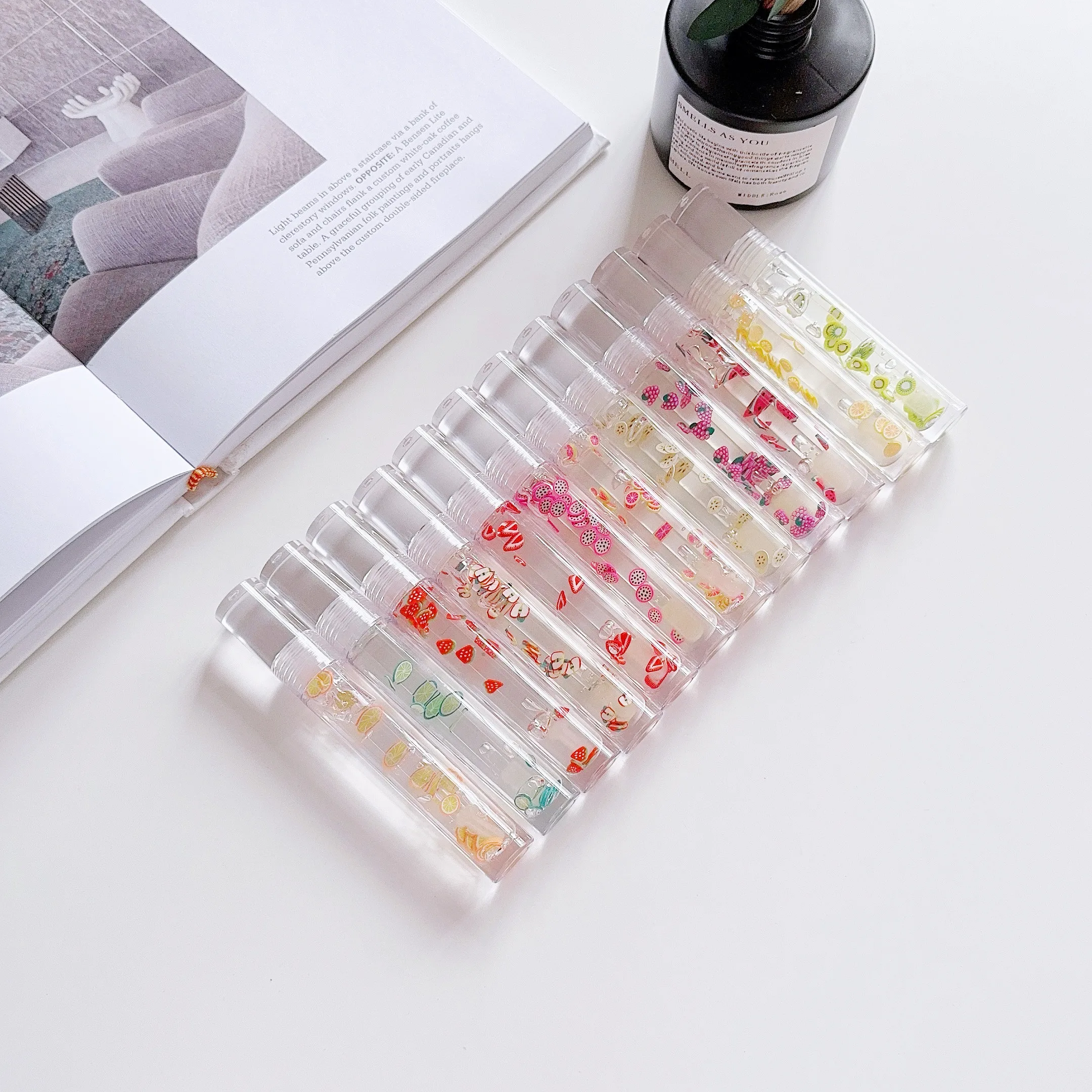 Lip Gloss  Wholesale Vegan Fruit Kids Lipgloss Custom Lip Plumper Glossy Cute Clear Lip Gloss