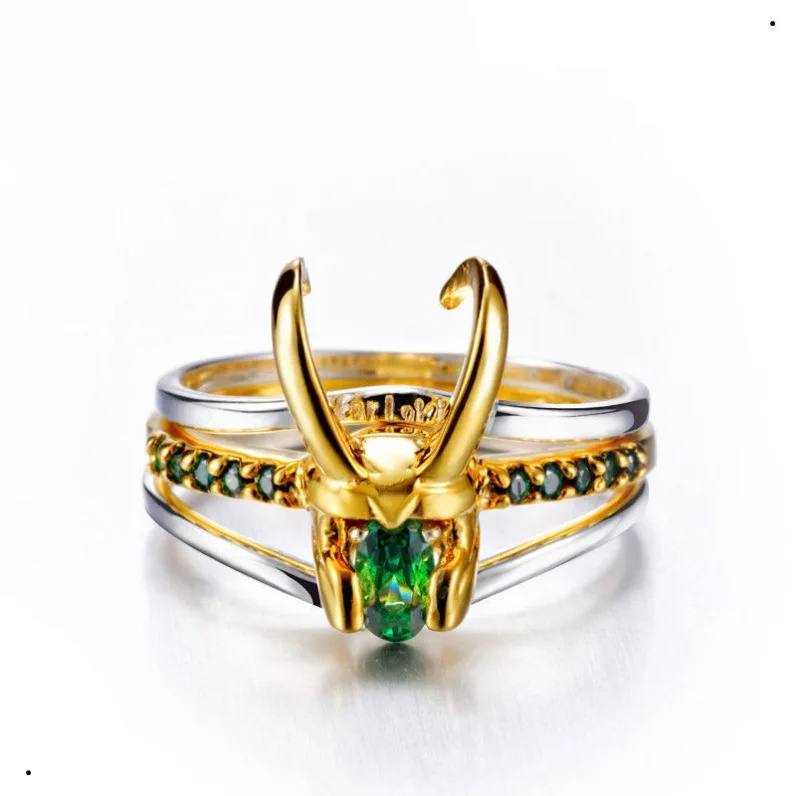 Loki Loki Impression Ring Hammer-based 925 Silver Ring Movie Peripheral Helmet Three-layer Jewelry