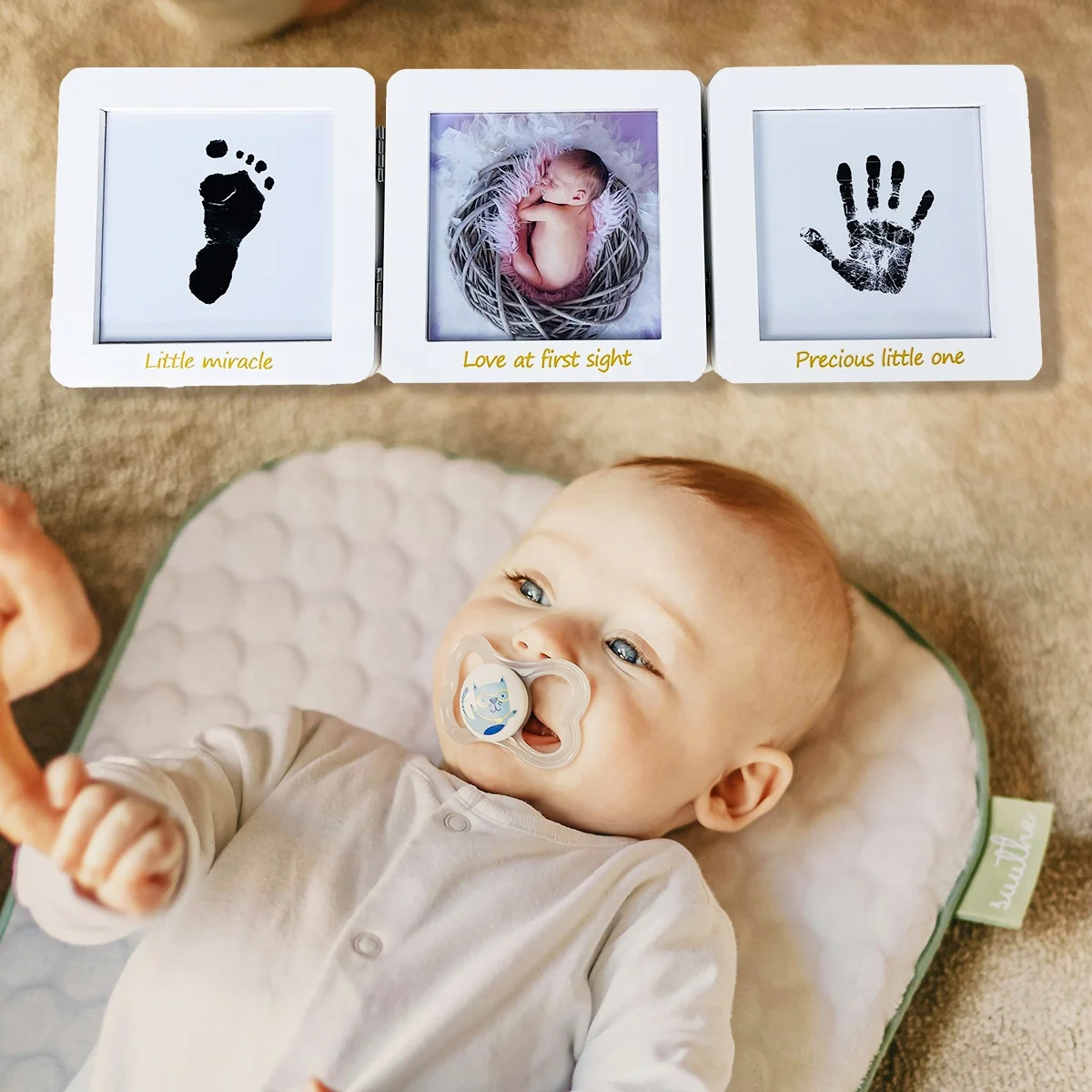 Wholesale baby hand print kit clay baby foot print picture frame baby photo frame