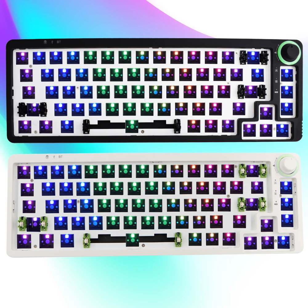 LK67/TM680 Hot Swap Mechanical Keyboard Programmable 3 Mode 3/5 Pins Switches Keyboard DIY Kit with Knob RGB Wireless Keyboard