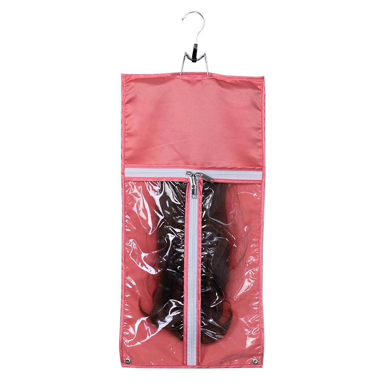 Wholesale Non Woven PVC Window Hair Extensions Storage, custom Wig Bags Packaging Hair Storage Bags With Hanger/