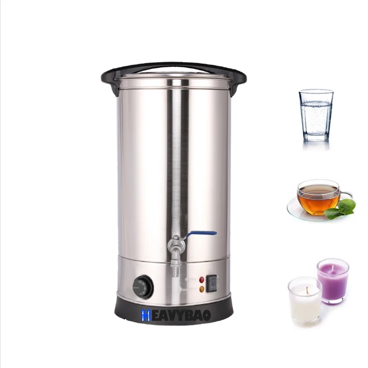 Heavybao Electric Wax Meltering Temperature Setting Melter Machine for Making Candle Stainless Steel Commercial Catering Urn