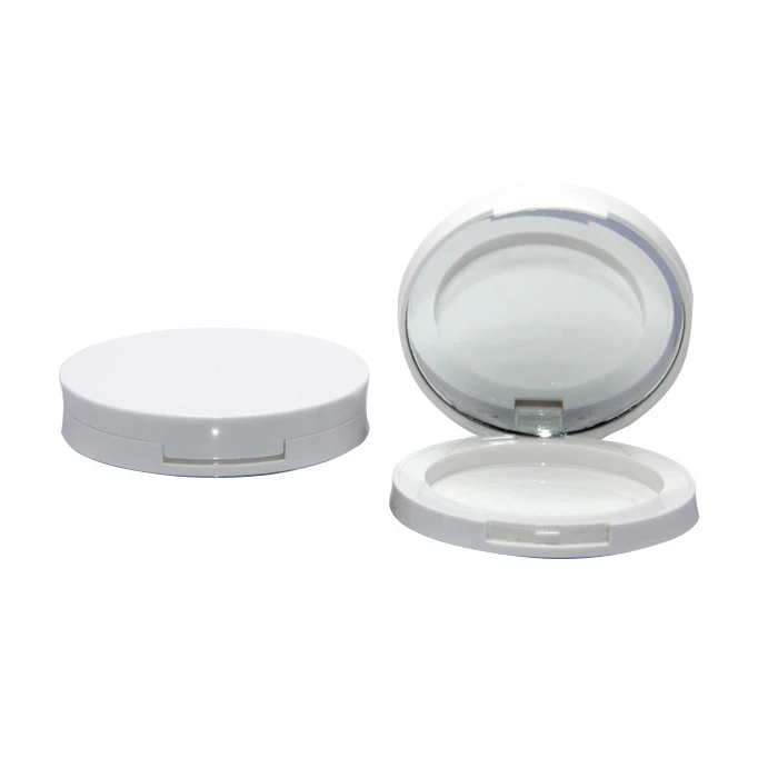 
15g white custom round empty blush cushion foundation compact powder case press powder packaging boxes containers with mirror 