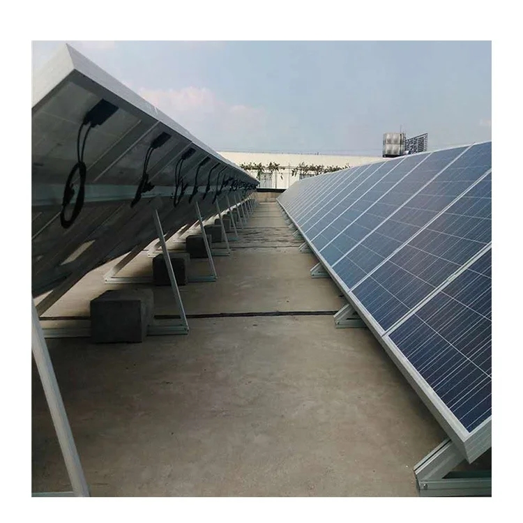New solar flat roof ballasted mounting frames ground system install PV panel non penetrating rail less racking  racking support