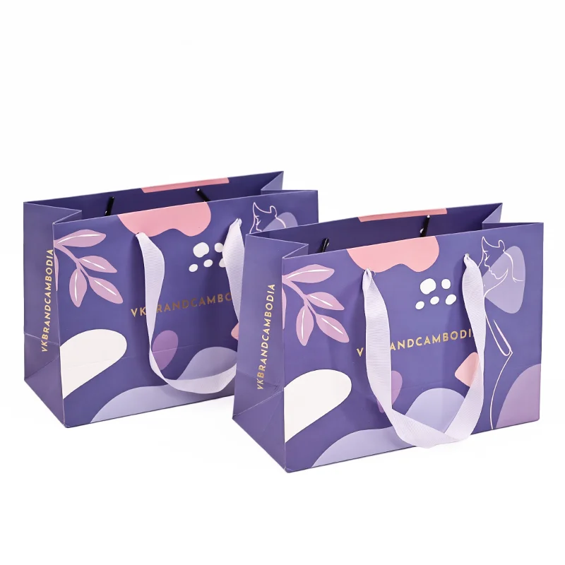 Wholesales Custom Your Own Logo Shopping Gift Small Business Bags Retail Store For Shoes Clothing art Paper Bag with ribbon