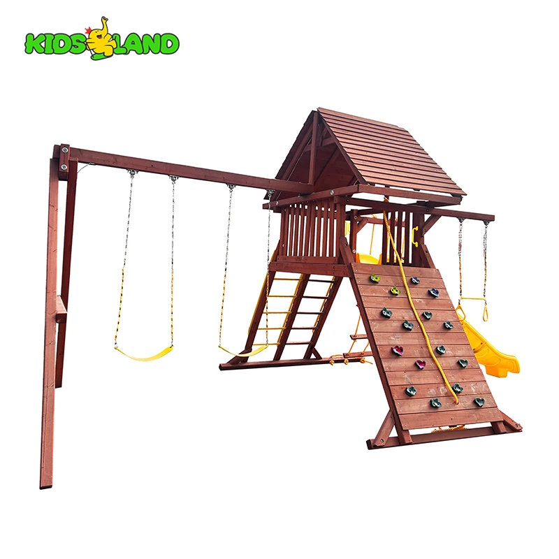 Custom Kids Toy Playground Outdoor Equipment Commercial Backyard Garden Wooden Outdoor Swing Sets