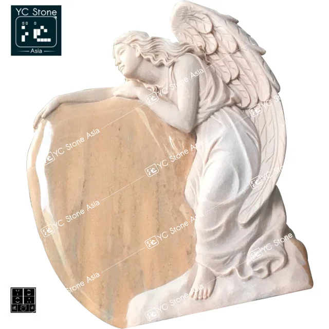 
Heart Tombstone Granite Headstone Angel Wings Tombstone Carved Angel Heart Monument Angels Sculptures 
