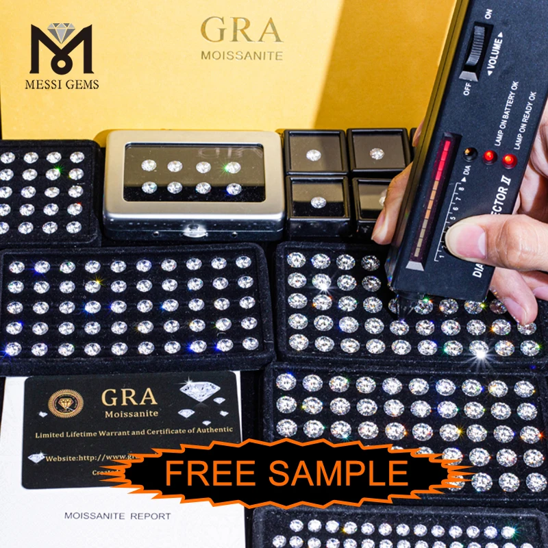 Messi gems GRA Pass Tester Wholesale Round 1CT VVS DEF GH Synthetic Diamond Moissanite