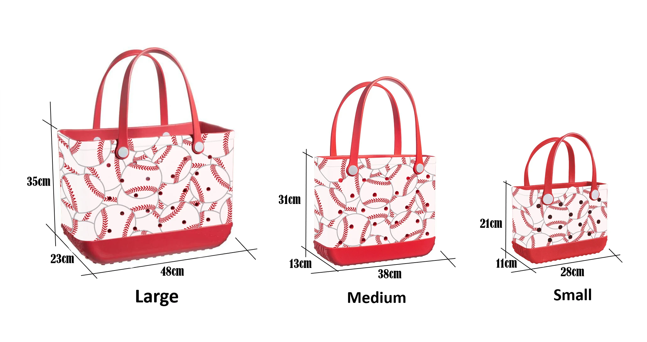 wholesale customize baseball printing boggs bag simply southern eva silicone waterproof rubber beach baseball handbag bogg bag